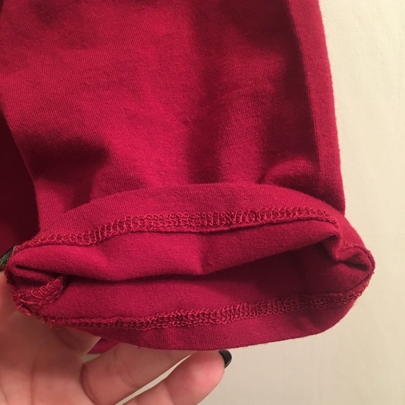 Red three-quarter sleeve crop top - Picture 5 of 8